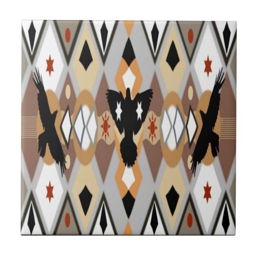 Ureinwohner-Krähen-Fliese Fliese (Vorderseite)