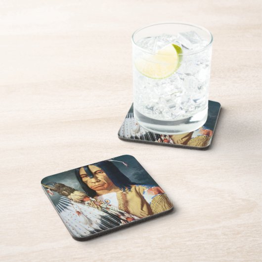 Ureinwohner-Leiter der Creeleute von Kanada Getränkeuntersetzer (Rechte Seite)