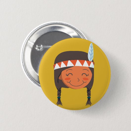 Ureinwohner-Mädchen Button (Vorne & Hinten)