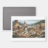 Ureinwohner Malamute Magnet (Vorderseite/Rückseite)