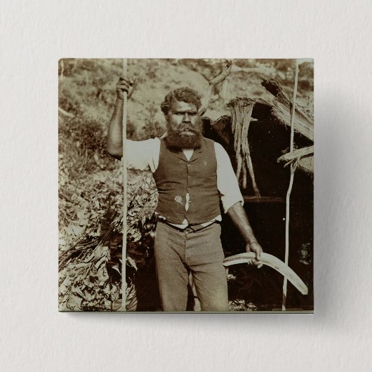 Ureinwohner mit einem Bumerang, c.1860s Button (Vorderseite)