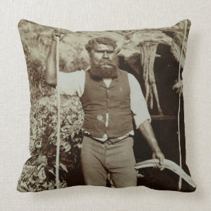 Ureinwohner mit einem Bumerang, c.1860s Kissen