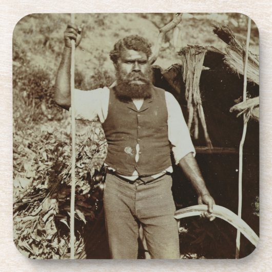 Ureinwohner mit einem Bumerang, c.1860s Untersetzer (Vorderseite)