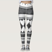 Ureinwohner-Muster: Schwarzes u. Grau Leggings (Vorderseite)