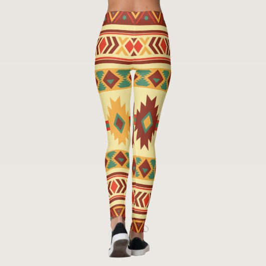 Ureinwohner-Muster: Sonnige Erdtöne Leggings (Rückseite)