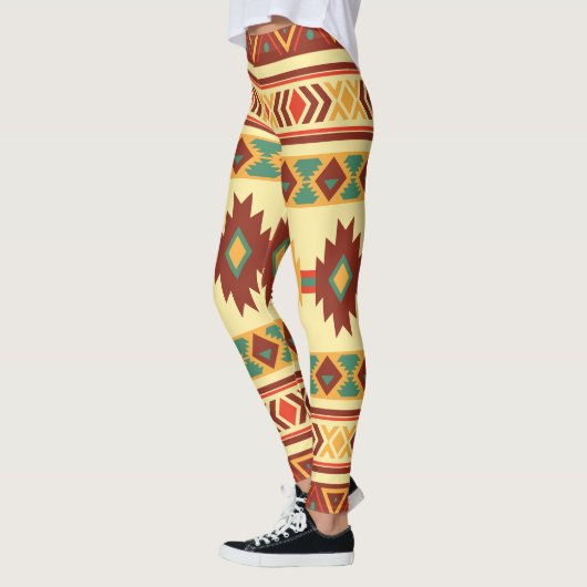 Ureinwohner-Muster: Sonnige Erdtöne Leggings (Links)