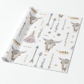 Ureinwohner-Pfeil-Schädelteepee-Packpapier Geschenkpapier (Ungerollt)