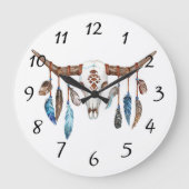 Ureinwohner-Stier-Schädel-Malerei Große Wanduhr (Vorderseite)