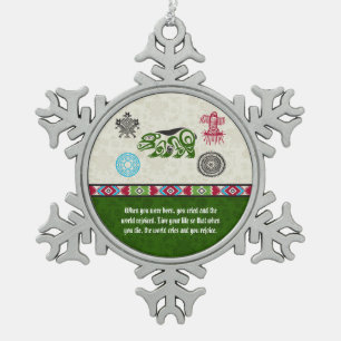 Ureinwohner-Symbole und Klugheit - Bär Schneeflocken Zinn-Ornament