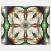 Ureinwohner-Tierfalke-Geist-Totem-Mandala Fleecedecke (Vorderseite (Horizontal))
