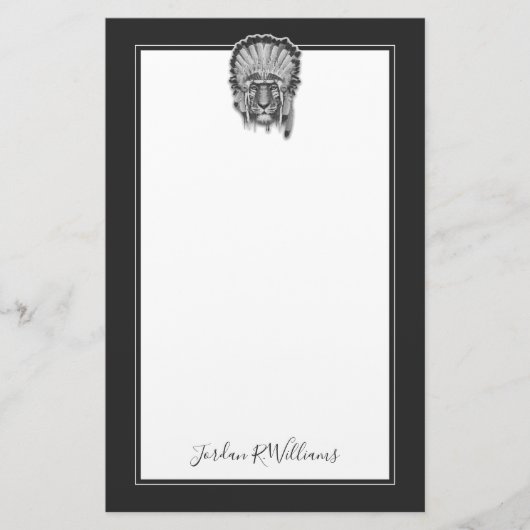 Ureinwohner-Tiger-Leiter | addieren Ihren Namen Briefpapier (Vorderseite)