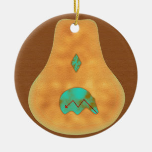 Ureinwohner-Türkis Zuni Bär Keramik Ornament