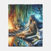 Ureinwohner und Wolf auf dem Wasser Die Szene der Fleecedecke (Vorderseite)