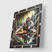 Ureinwohner: Wilde Blätter tanzen Kunst Quadratische Wanduhr (Winkel)