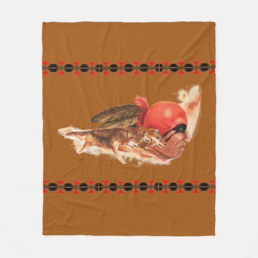 Ureinwohner-Wolf-Clan-Cherokee indischer Krieger Fleecedecke (Vorderseite)