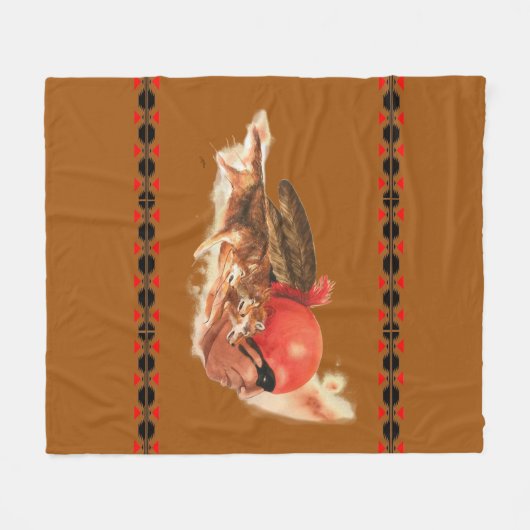 Ureinwohner-Wolf-Clan-Cherokee indischer Krieger Fleecedecke (Vorderseite (Horizontal))