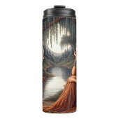 Ureinwohner, Wolf Guardian, Moonlit. Rahmen. Thermosbecher (Vorderseite)