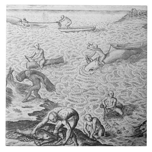 Ureinwohnermethode des Walfangs, von einem Konto Fliese (Vorderseite)