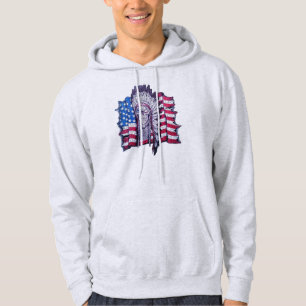 Ureinwohnerschädel und Flagge mit Kapuze Hoodie