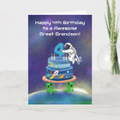 Urenkel Glücklicher 4. Geburtstag Astronaut Karte (Vorderseite)