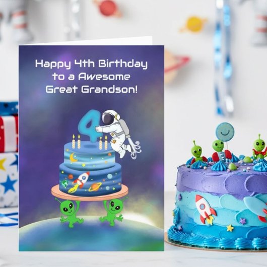 Urenkel Glücklicher 4. Geburtstag Astronaut Karte