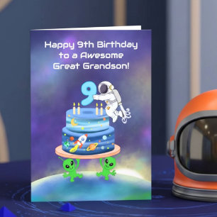 Urenkel Glücklicher 9. Geburtstag Astronaut Karte