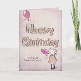 Urenkelin Geburtstag mit rosa Ballons Karte