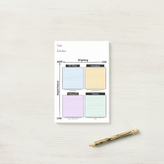 Urgent Important, Eisenhower Matrix Notes Post-it Klebezettel (Auf Schreibtisch)