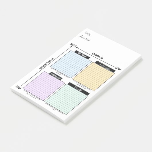 Urgent Important, Eisenhower Matrix Notes Post-it Klebezettel (angewinkelt)