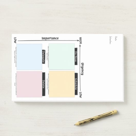 Urgent Important Eisenhower Matrix Notes Post-it Klebezettel (Auf Schreibtisch)