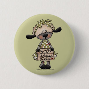 Urgötter-Lamm Gott segne dich Schaf Button