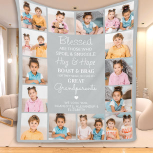 Urgroßeltern Benutzerdefiniert ModernGrau Foto-Col Fleecedecke