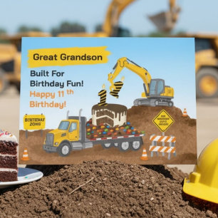 Urgroßenkel 11. Geburtstag Baustelle Karte