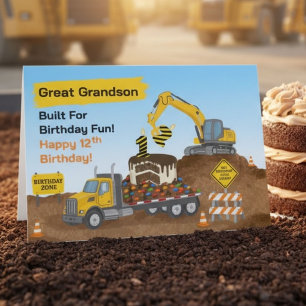 Urgroßenkel 12. Geburtstag Baustelle Karte