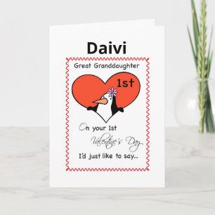 Urgroßenkelin 1. Valentins Penguin individuell Feiertagskarte