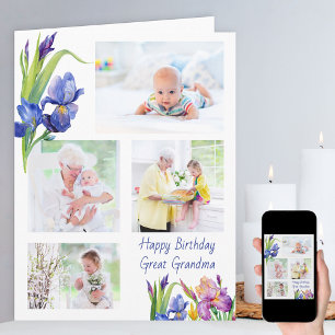 Urgroßmutter 4 Foto Frühlingsblumen Geburtstag Karte