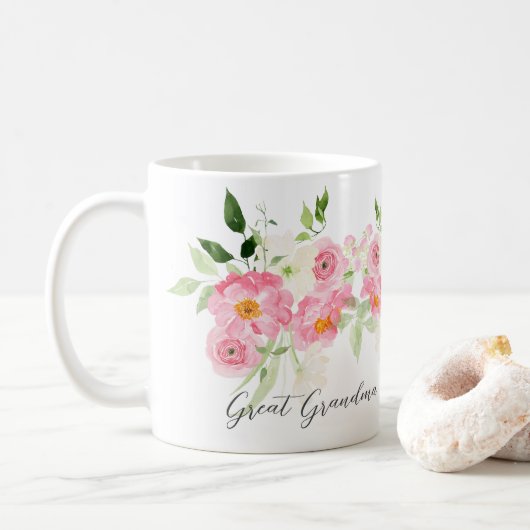 Urgroßmutter Frühlingsblumen Kaffeetasse (Mit Donut)
