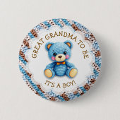 Urgroßmutter | Gehäkelt Teddybär Baby Shower Button (Vorderseite)