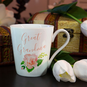 Urgroßmutter Korallenrosa Wasserfarben-Rose Milchtasse