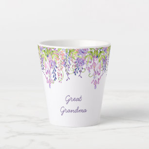 Urgroßmutter Lila Wisteria Aquarell Blumen Milchtasse