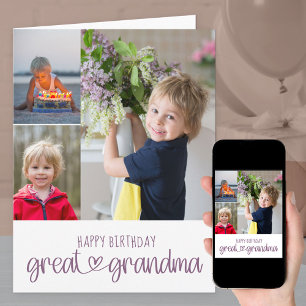 Urgroßmutter Süße Typografie 3 Foto Geburtstag Karte