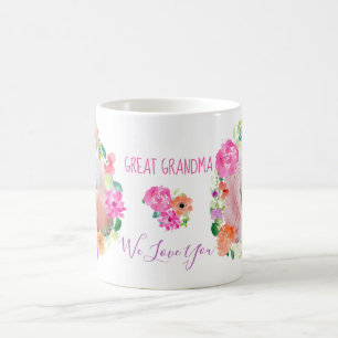 Urgroßmutter, wir lieben dich Blumenkranz Foto Kaffeetasse
