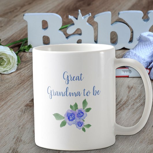 Urgroßmutter wird neuer Babyjunge braut Blau Kaffeetasse