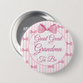 Urgroßmutter wird Pink Ribbon Baby Shower Button (Vorne & Hinten)