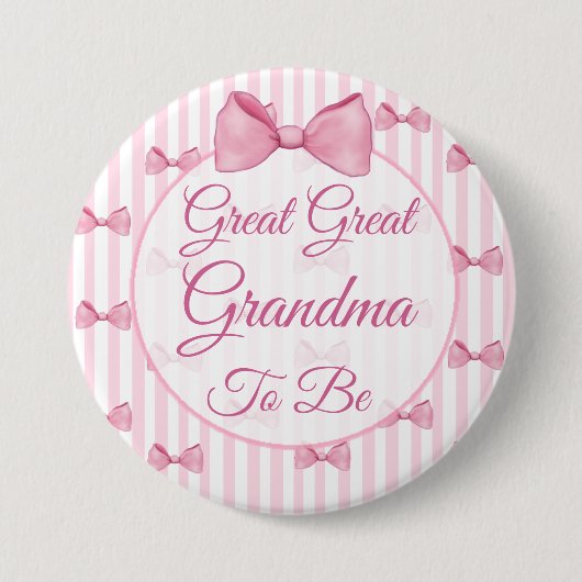 Urgroßmutter wird Pink Ribbon Baby Shower Button (Vorderseite)