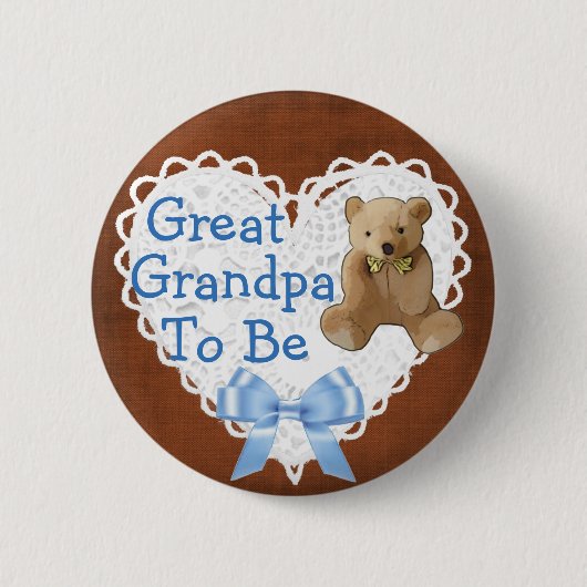 Urgroßvater wird Brown Blue Baby Shower Button (Vorderseite)