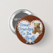 Urgroßvater wird Brown Blue Baby Shower Button (Vorne & Hinten)