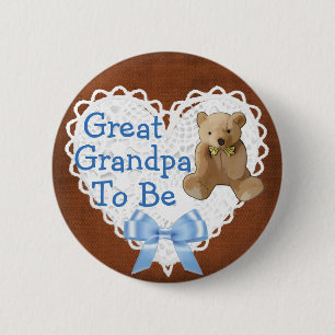 Urgroßvater wird Brown Blue Baby Shower Button