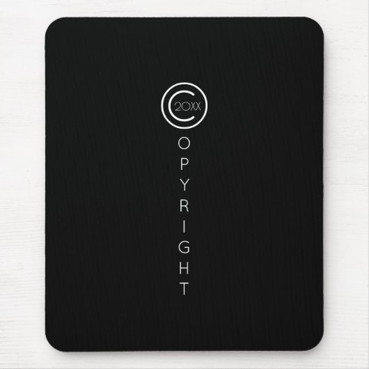 Urheberrecht Modernes Typografisches Schwarz Mousepad (Vorne)