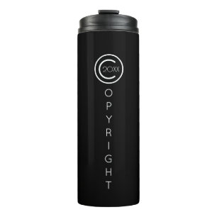 Urheberrecht Modernes Typografisches Schwarz Thermosbecher